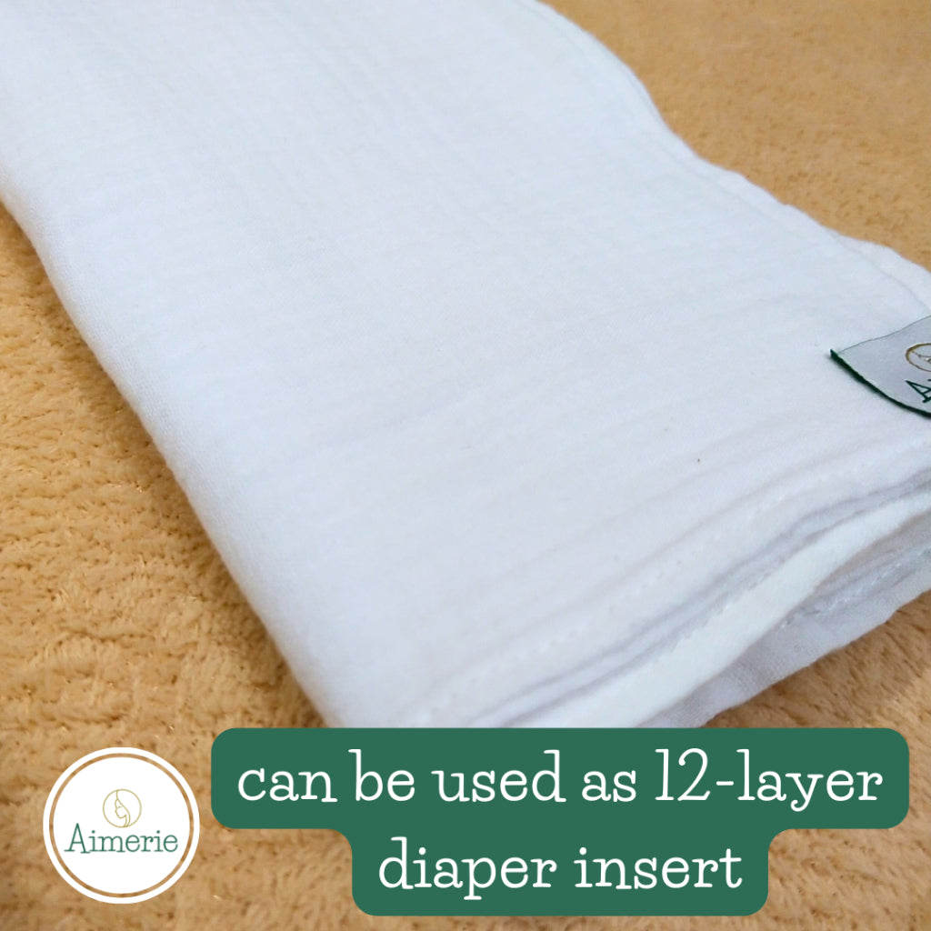 Large Double Layer Flat Cloth Diapers (Lampin) Muslin